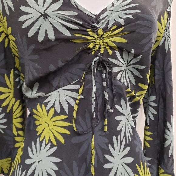 The Limited Women Babydoll Y2K Silk Midi Dress Size 6 Floral Spring Forest Fairy - Picture 2 of 9